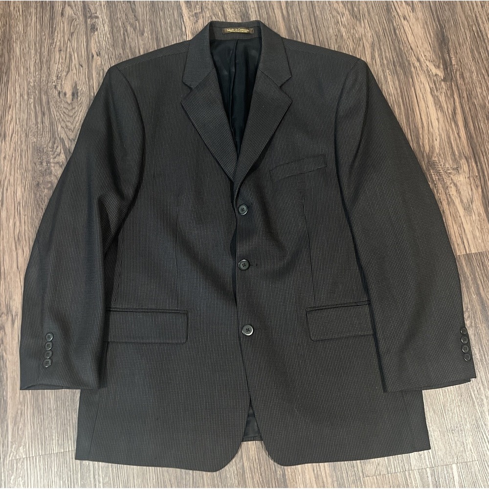 42R Chaps Ralph Lauren Pure Wool 3 Button Blazer Sport Coat Canada EUC Brown Blk